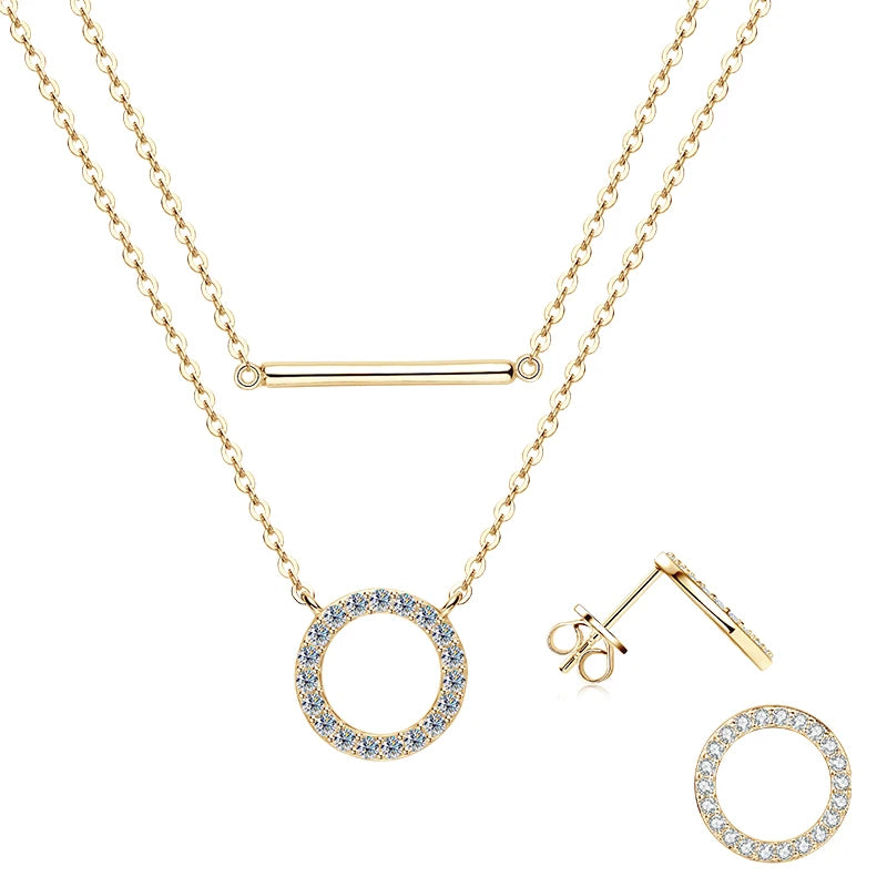 Lnngy Dazzling Double-Layer Moissanite Jewelry Set