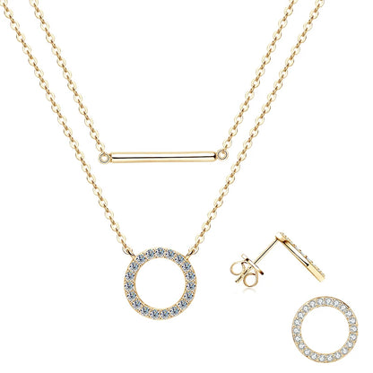 Lnngy Dazzling Double-Layer Moissanite Jewelry Set