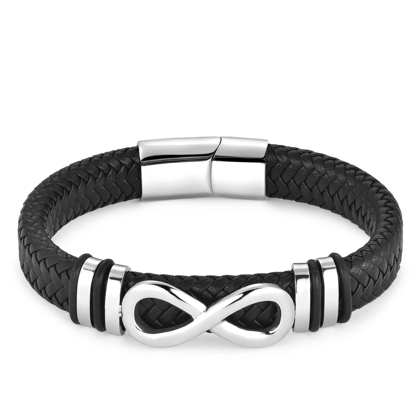 Men’s Stainless Steel Leather Wristband