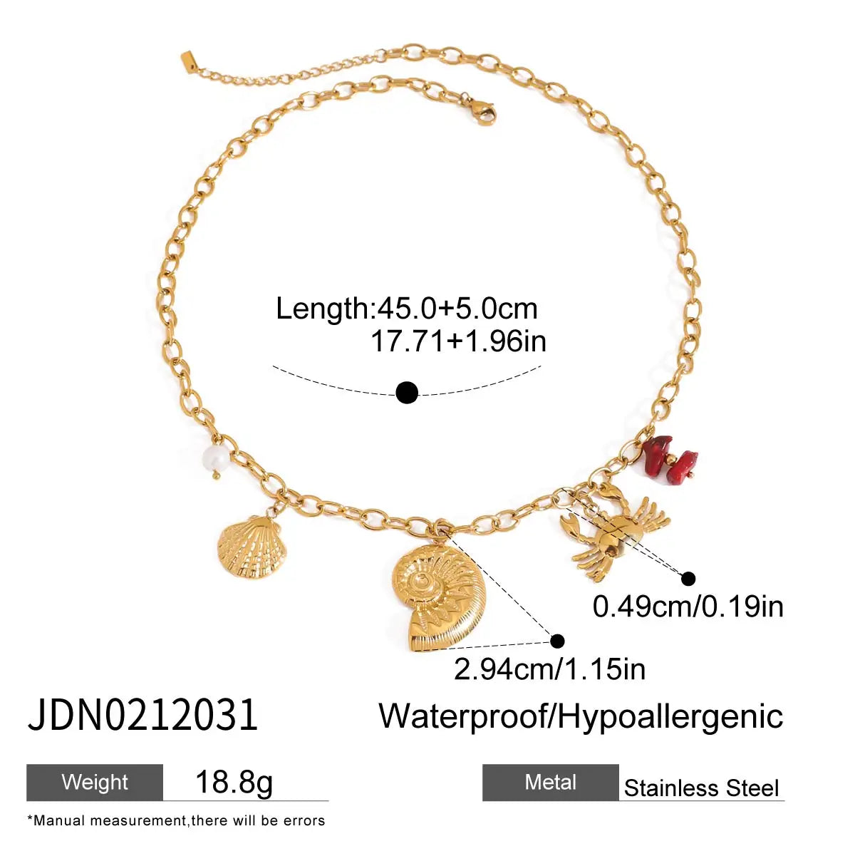 Zora Bohemian Style Multi-pendant Marine Element Shell Necklace 18K Gold-plated Stainless Steel Trend Jewelry