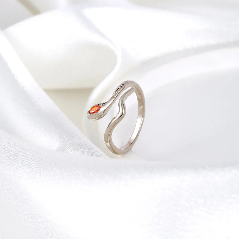 Inlaid zircon serpentine opening rings copper jewelry ring jewellery woman anillos bijoux acier inoxydable cheap y2k accessories
