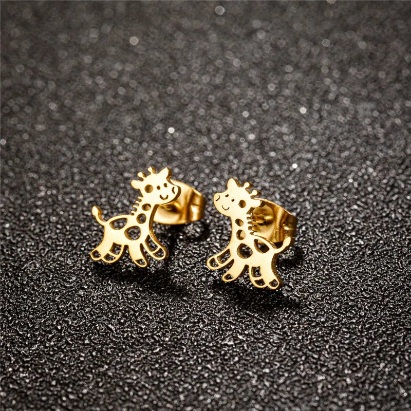 Small Giraffe Earrings Stainless Steel