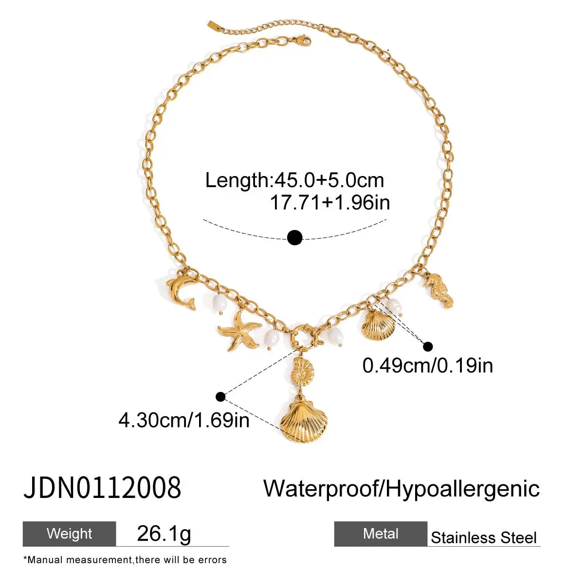 Zora Bohemian Style Multi-pendant Marine Element Shell Necklace 18K Gold-plated Stainless Steel Trend Jewelry