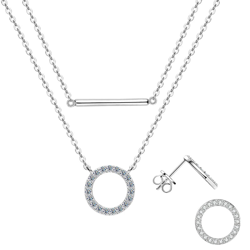 Lnngy Dazzling Double-Layer Moissanite Jewelry Set