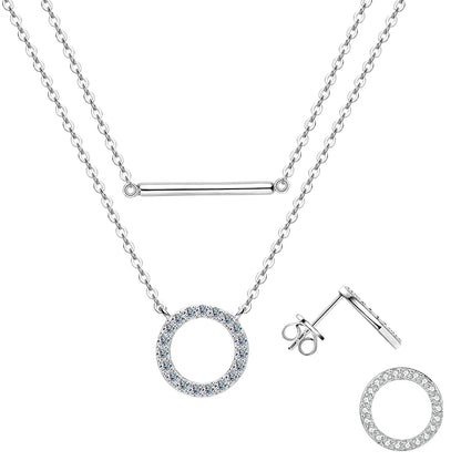 Lnngy Dazzling Double-Layer Moissanite Jewelry Set