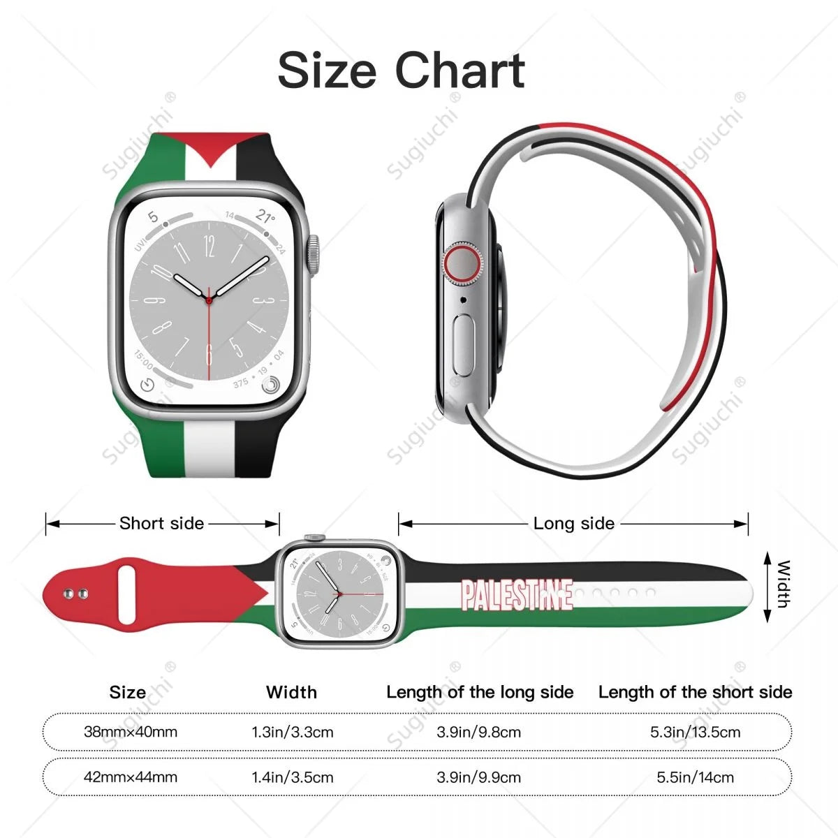 Unisex Palestine Flag 3D Printing Sport Strap for Apple Watch