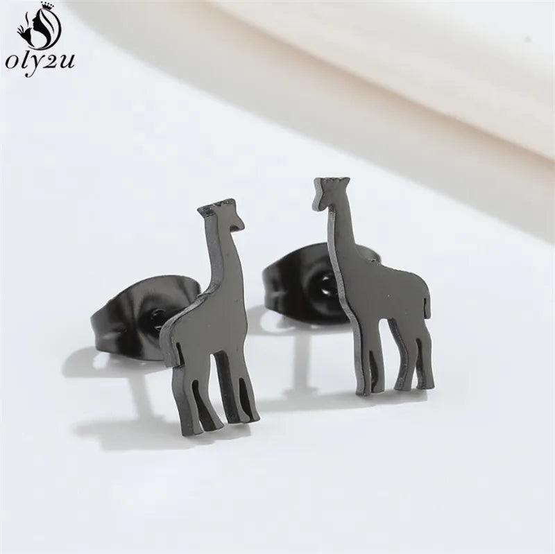 Small Giraffe Earrings Stainless Steel