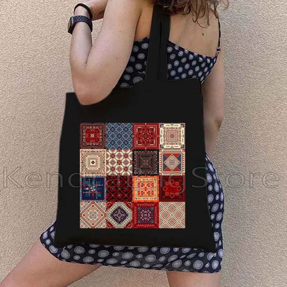 Palestinian Folk Embroidery Tatreez Art Cotton Shopper Handbag Jerusalem Palestine