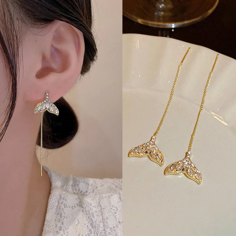 Fashion Long Tassel Ear Line Earrings