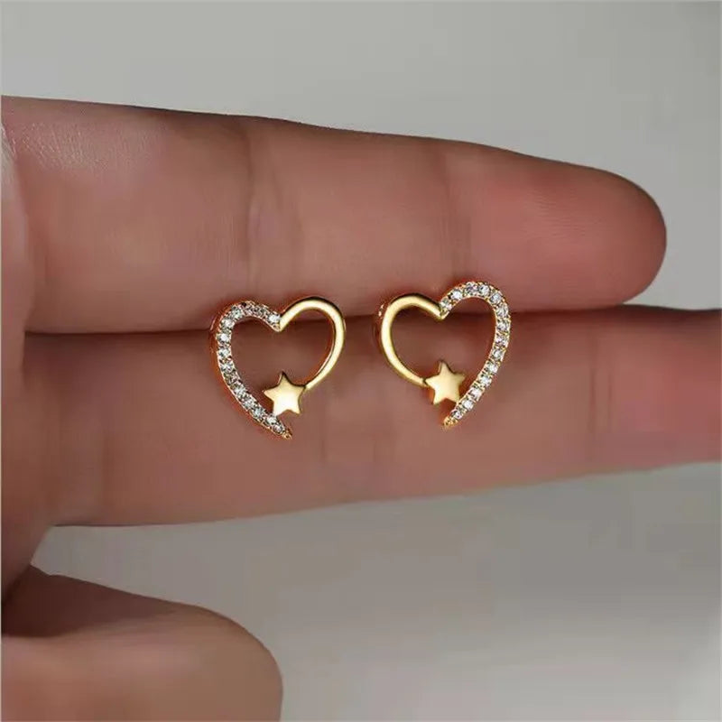 Retro Metal Gold Color Multiple Small Circle Stud Earrings