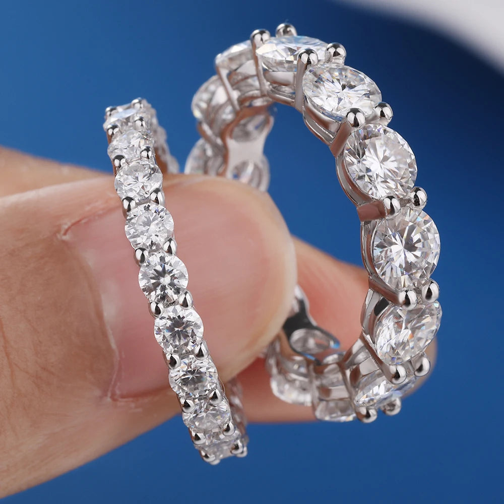 Zirvella Ring 925 Sterling Silver Diamond Wedding Band Rings