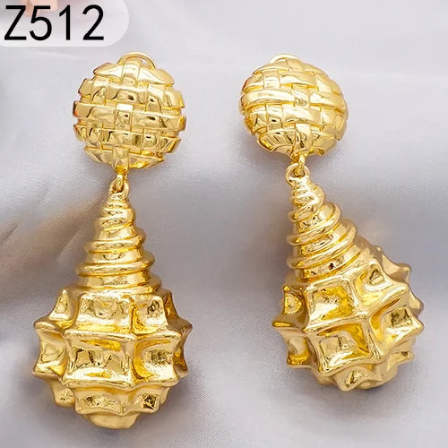 Gold Color Earring Bohemia Flower Round Drop Copper Hoop Earrings Circle