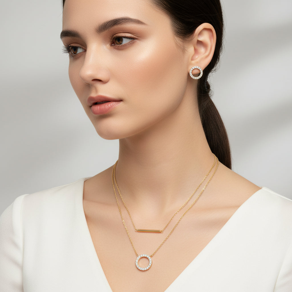 Lnngy Dazzling Double-Layer Moissanite Jewelry Set