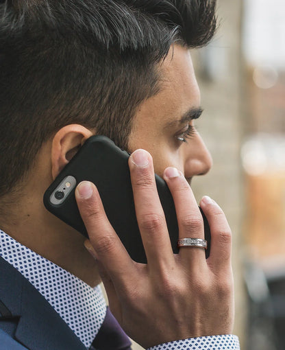 The Eternal Flame Men’s Moissanite Wedding Band