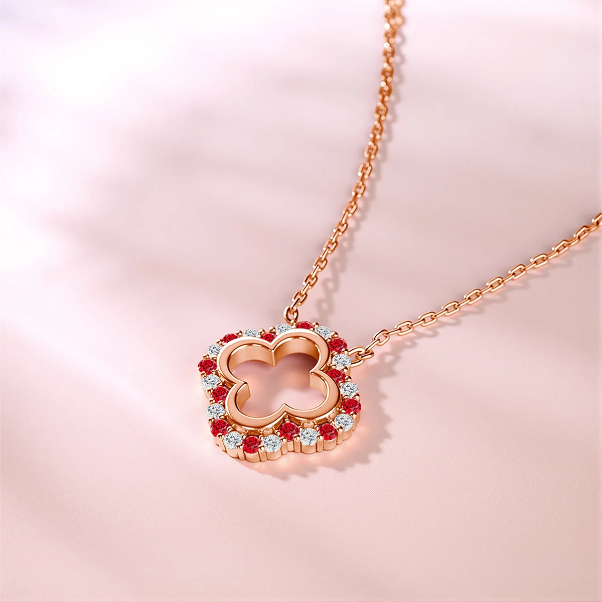 Elegant Moissanite Clover Pendant – Gold Plated