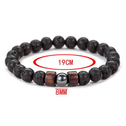 Stone Bracelet for Men Lava Wooden Beads Bracelet