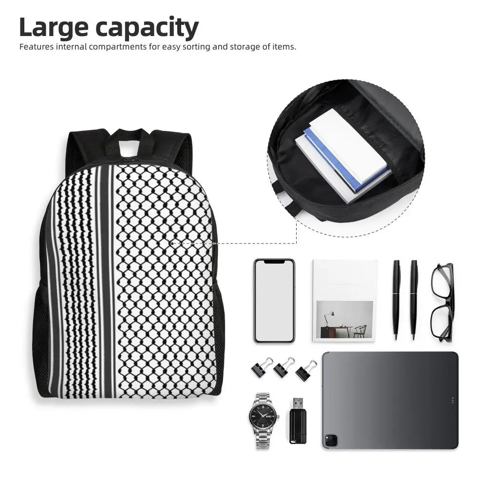 Custom Palestinians Keffiyeh Pattern Backpacks for Women Men Water Resistant