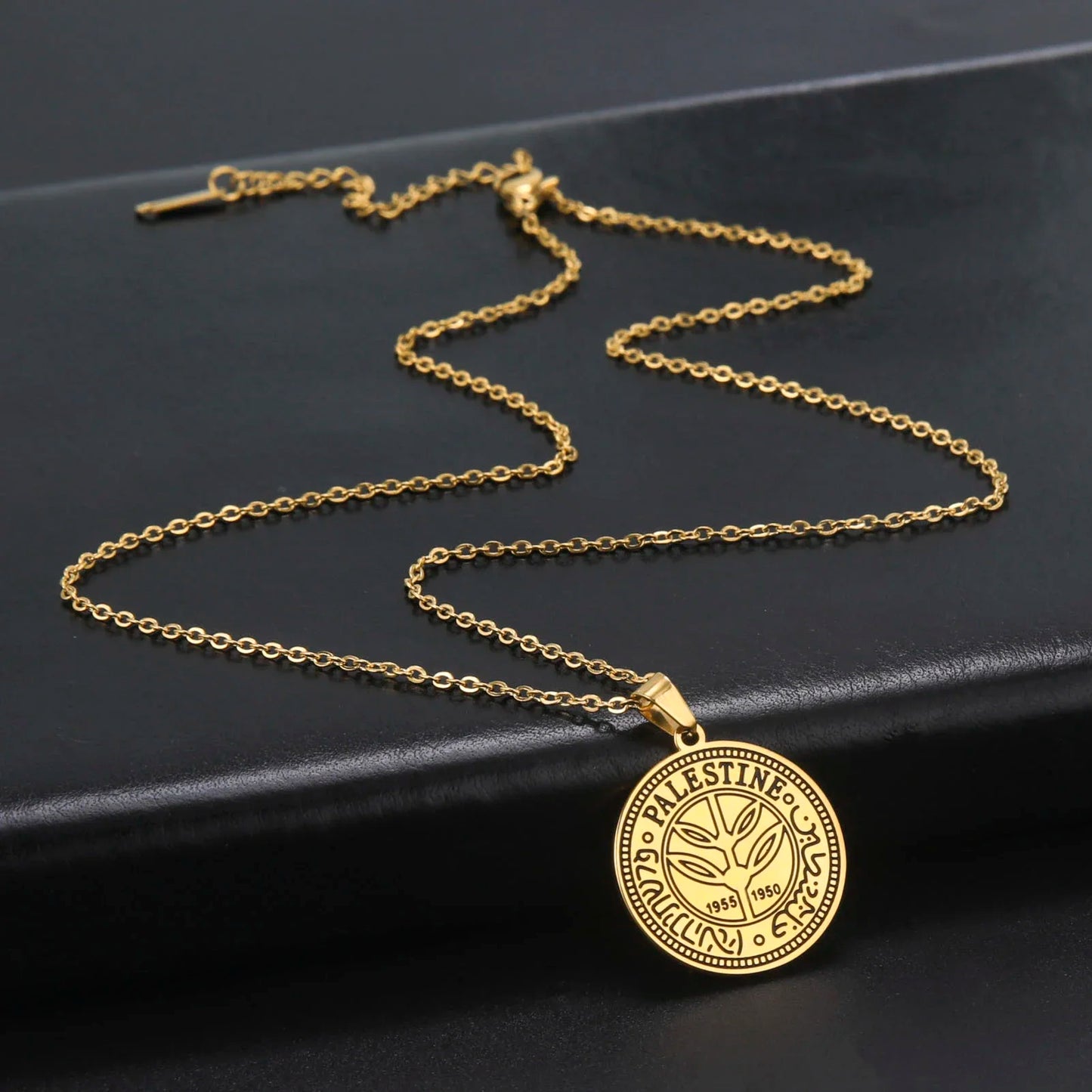 Palestine Round Pendant Necklace Men Women Stainless Steel