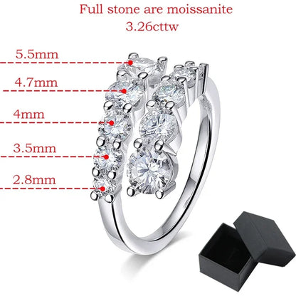 Smyoue 10 Gems Full Moissanite Rings
