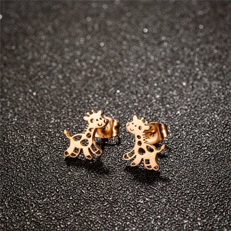 Small Giraffe Earrings Stainless Steel