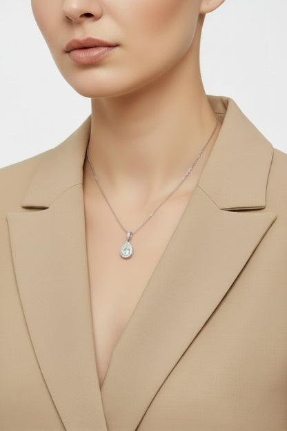 The LustreDrop 1CT Pear Moissanite Necklace