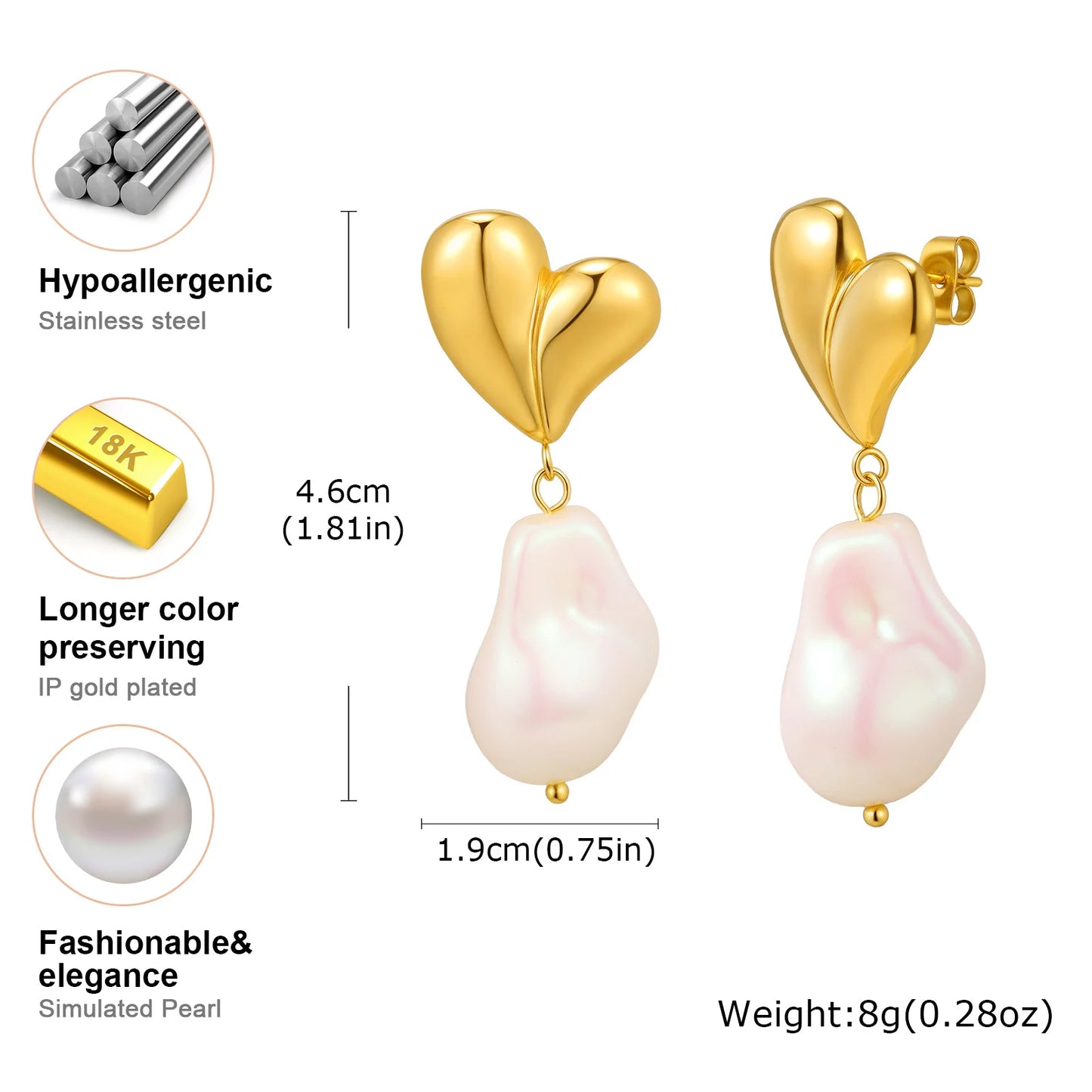 Elegant Baroque Pearl Dangle Earrings