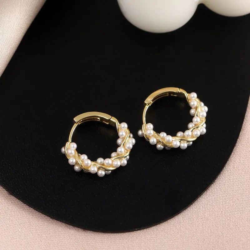 Retro Metal Gold Color Multiple Small Circle Stud Earrings