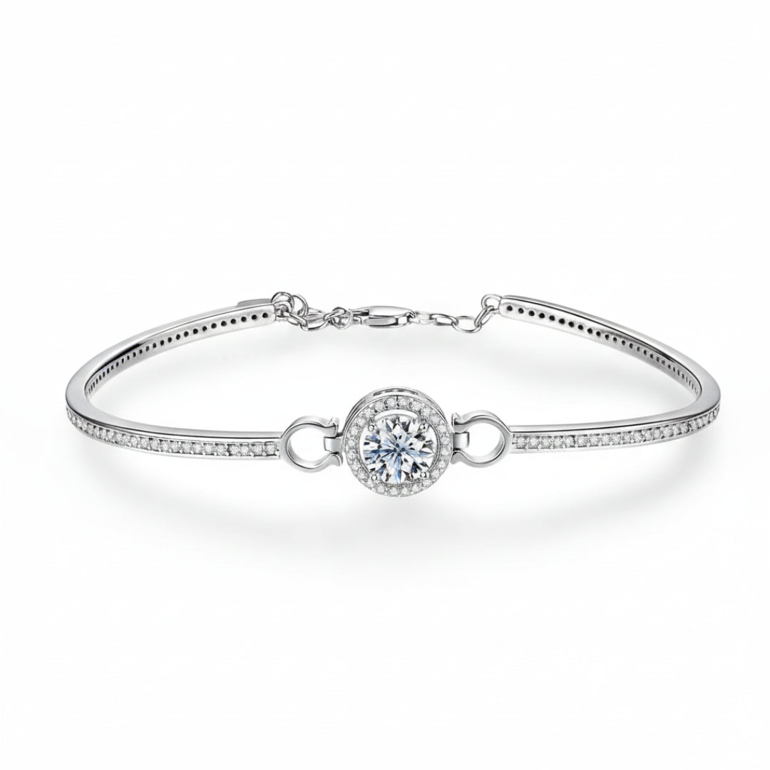 Aurelia One Bracelet – 1ct Moissanite Adjustable Bangle