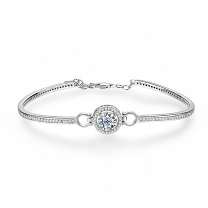 Aurelia One Bracelet – 1ct Moissanite Adjustable Bangle