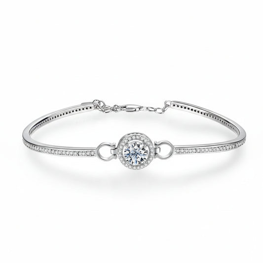 Aurelia One Bracelet – 1ct Moissanite Adjustable Bangle