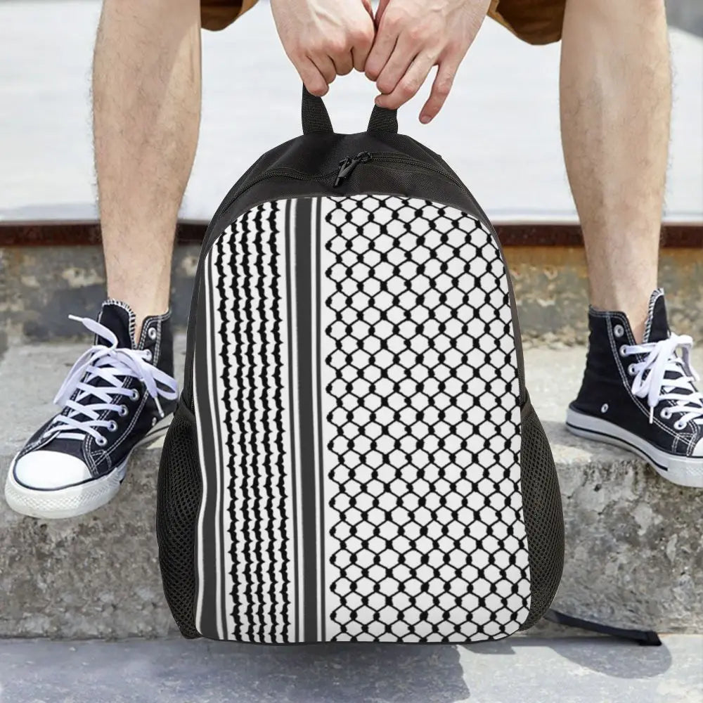 Custom Palestinians Keffiyeh Pattern Backpacks for Women Men Water Resistant