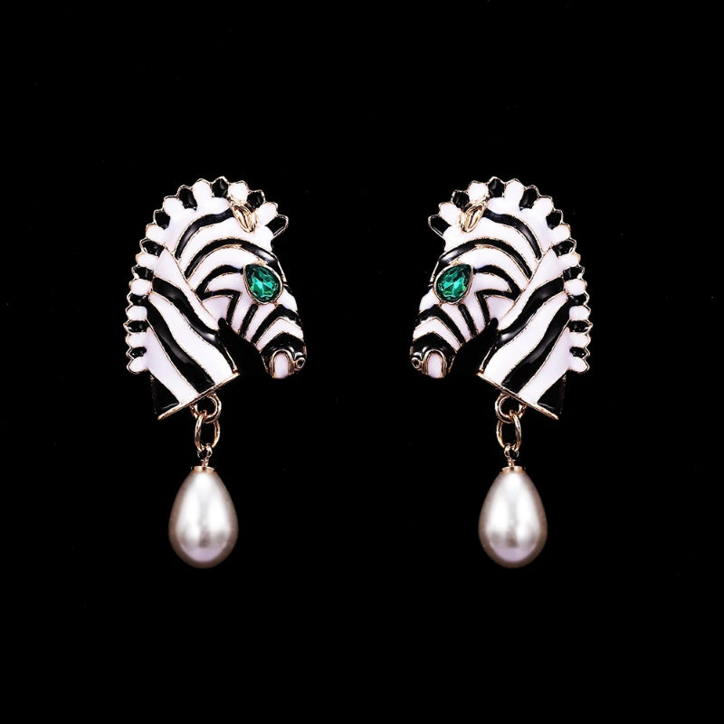 Novel Zebra Head Shape Drop Earrings Women