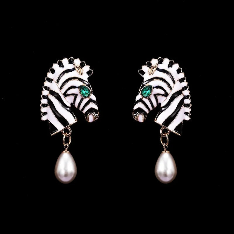 Novel Zebra Head Shape Drop Earrings Women