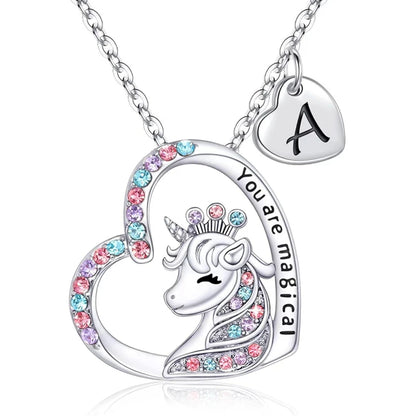Letter Unicorn Necklace You Are Magical Horse Pendant Necklaces For Girls Birthday Gifts