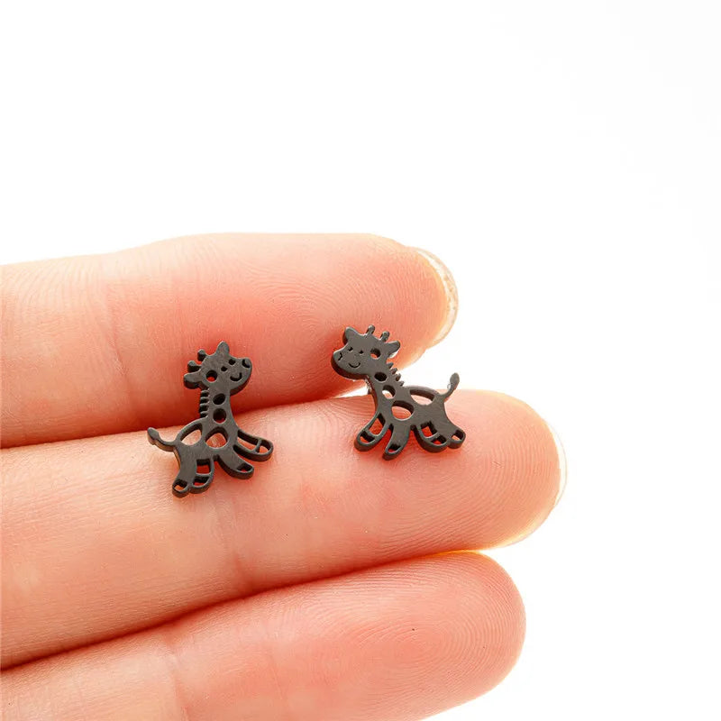 Small Giraffe Earrings Stainless Steel