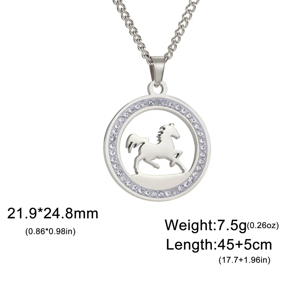 Running Horse Pendants Necklace Stainless Steel