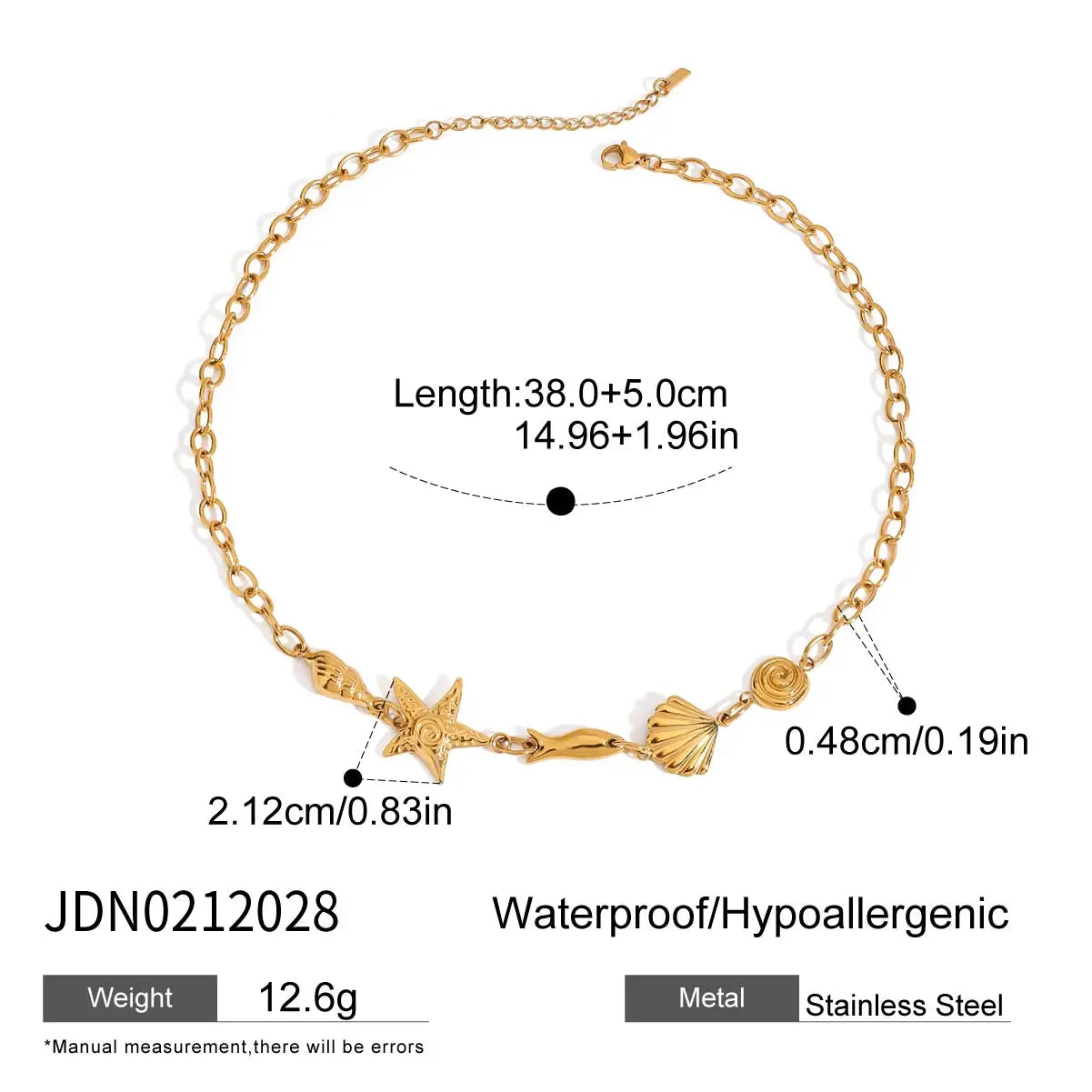 Zora Bohemian Style Multi-pendant Marine Element Shell Necklace 18K Gold-plated Stainless Steel Trend Jewelry