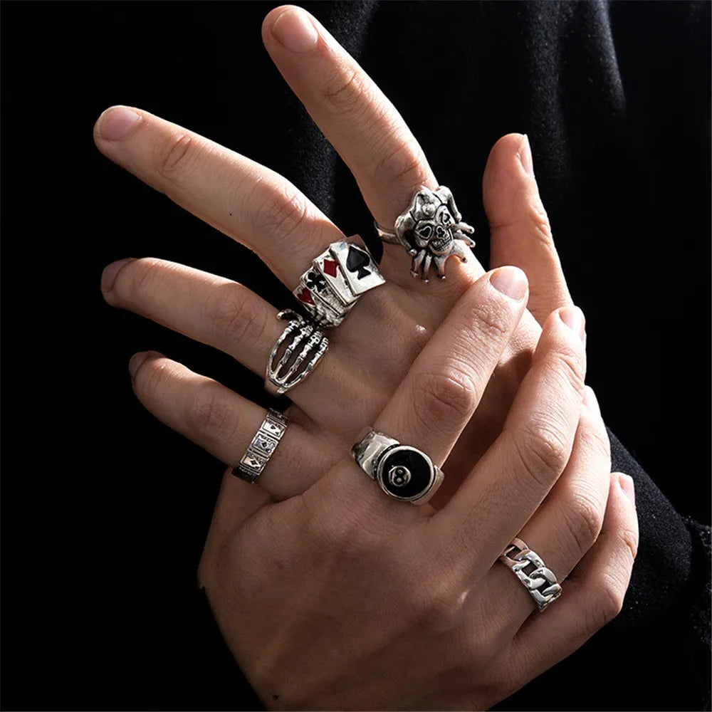 "Personalized Punk Rings – 6pcs Statement Set"