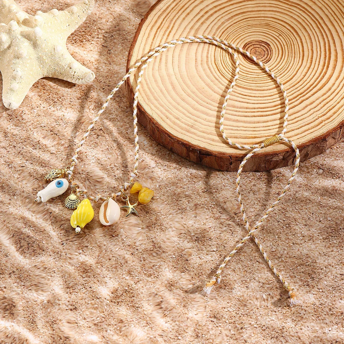 Summer Shell & Starfish Necklace for Kids Girls