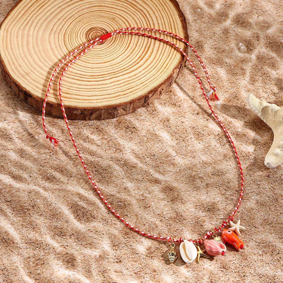 Summer Shell & Starfish Necklace for Kids Girls