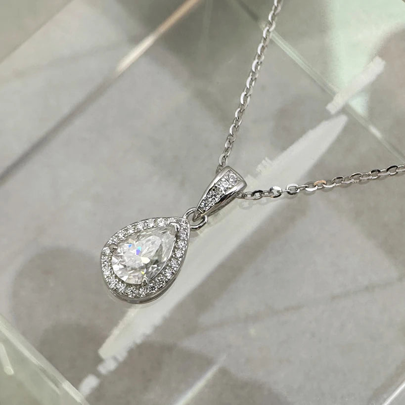 The LustreDrop 1CT Pear Moissanite Necklace