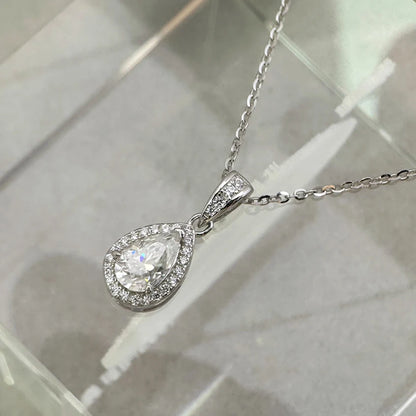 The LustreDrop 1CT Pear Moissanite Necklace