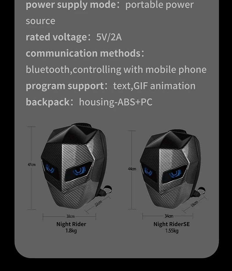 LED Backpack For Man Hard Shell LED Motorcycle Cycling Helmet Backpack for woman Business Travel Waterproof Laptop Backpack