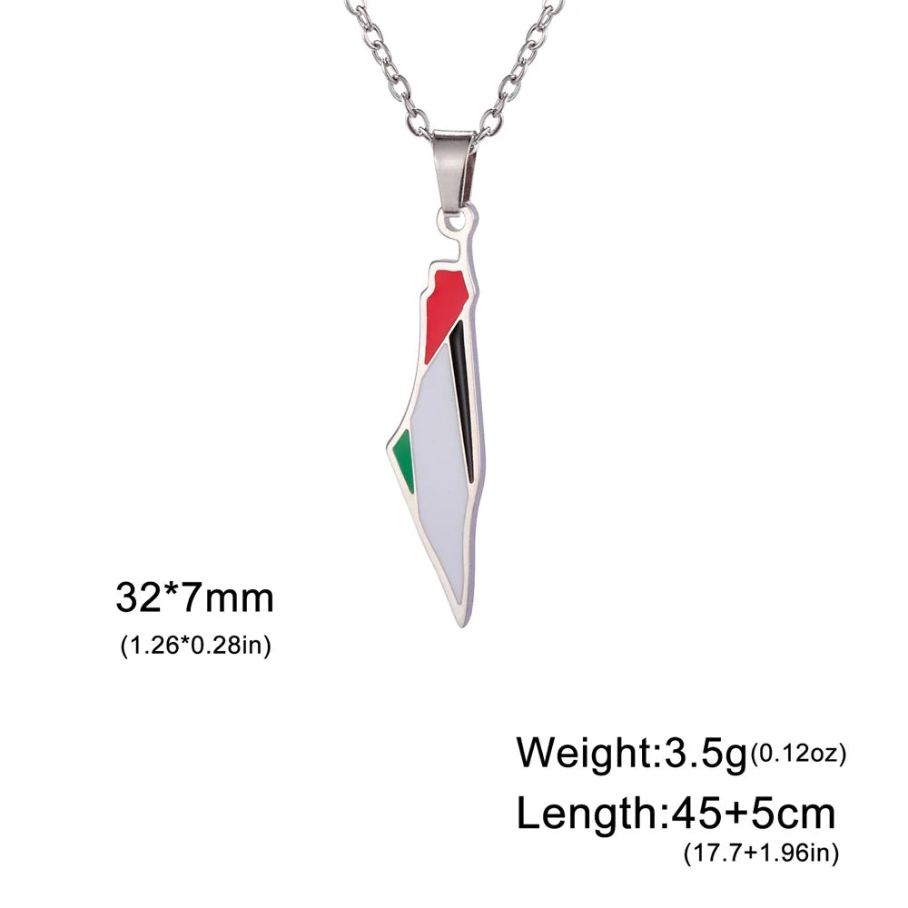 Palestine Map Flag Necklace