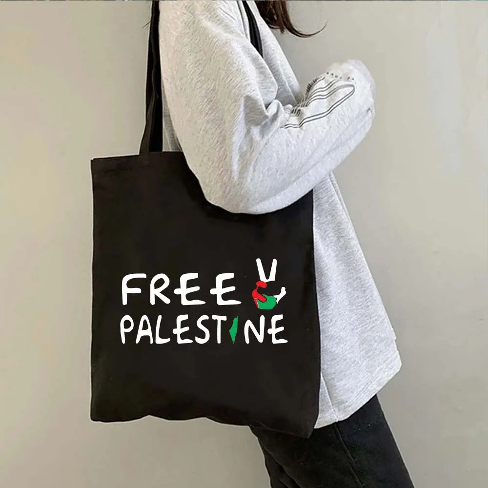 Arabic Keffiyeh Gifts Jerusalem Landmarks Map Men Women Canvas Shoulder Tote Bag Reusable Shopper Cute Shopping Storage Handbags