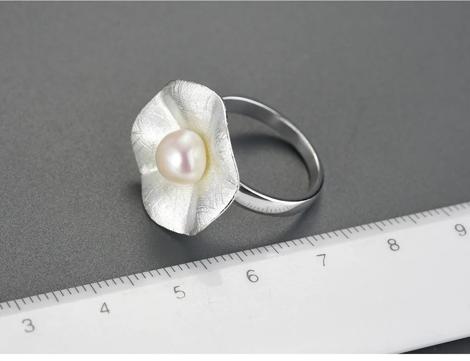Lotus Fun Real 925 Sterling Silver Natural Pearl Original Handmade Designer Fine Jewelry Fashion Leaf Rings for Women Gift 2022