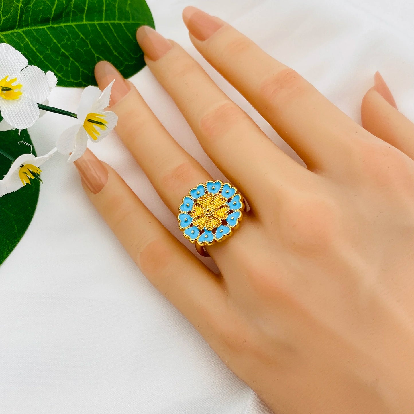 Flower Drop Oil Women Jewelry  Gold Plated Necklace Bracelet