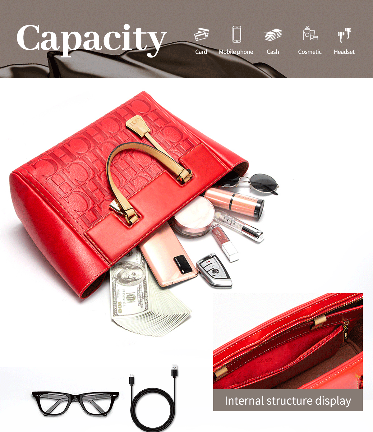 CHCH Women's Handbag New Brand Embossed Large Capacity Business Wallet