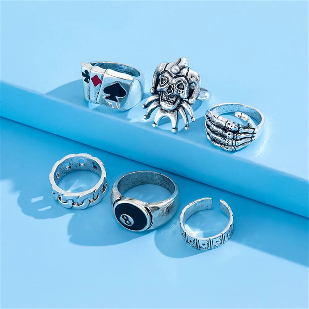 "Personalized Punk Rings – 6pcs Statement Set"