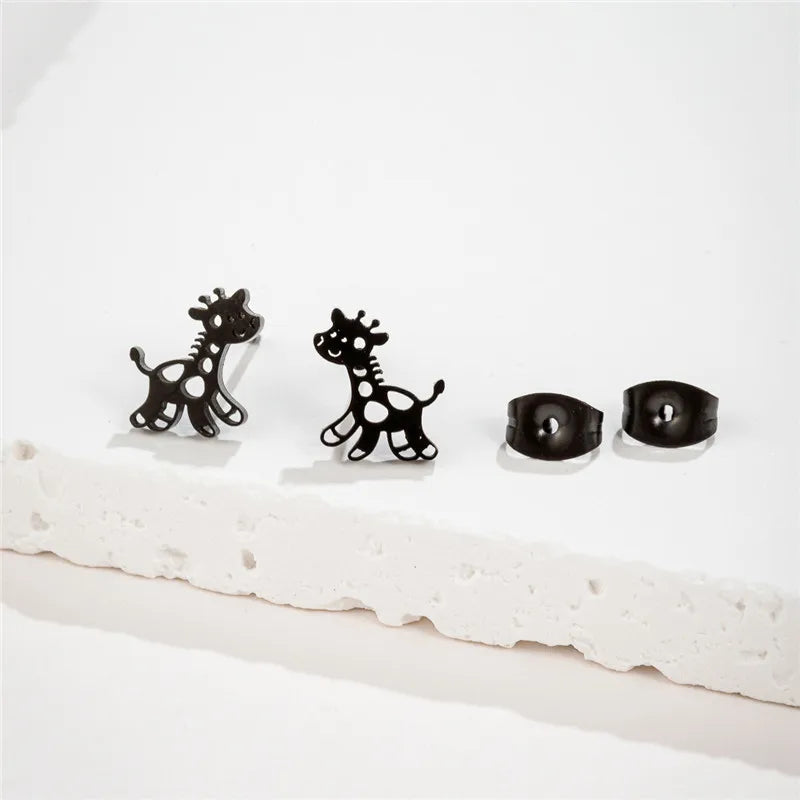 Small Giraffe Earrings Stainless Steel
